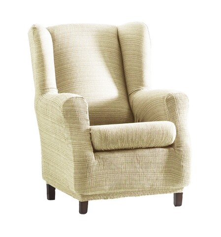 Husa fotoliu elastica bi-stretch, Aquiles, wing chair, natural C/0