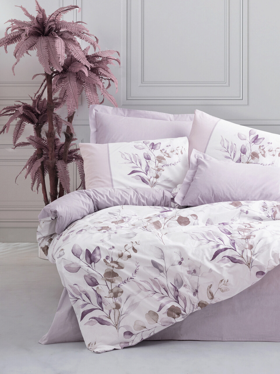 Lenjerie de pat pentru o persoana (FR), Nadia - Lilac, Cotton Box, Bumbac Ranforce