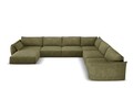 Coltar panoramic dreapta 8 locuri, Kaelle, Micadoni Home, BL, 384x284x85 cm, poliester chenille, verde