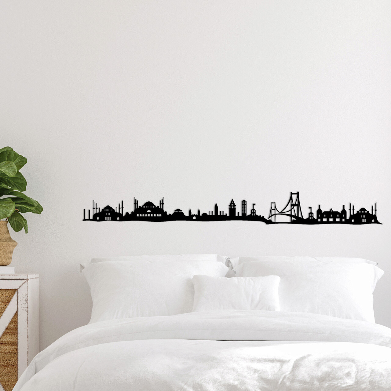 Decoratiune de perete, Istanbul Skyline, Metal, Dimensiune: 117 x 0,15 x 13 cm, Negru - 2 | YEO