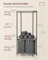 Cos de rufe cu 2 compartimente, 2 rafturi suspendate si bara umerase, Vasagle, 2 x 46 L, 73x33x177 cm, PAL/otel, gri