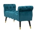 Bancheta Paris Teal, Mauro Ferretti, 120x40x60 cm, lemn de pin/catifea, turcoaz