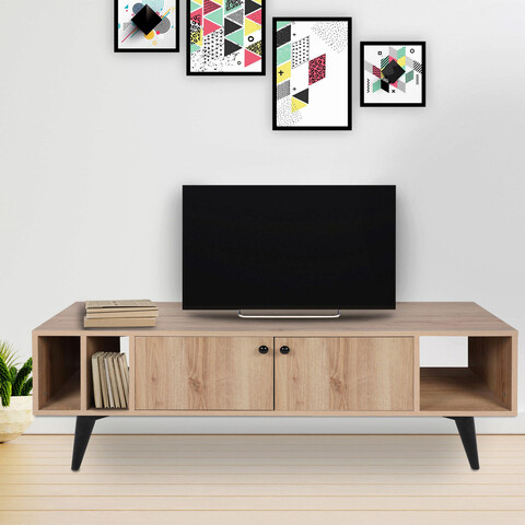 Comoda TV, Mod Design, Sidney, 150x40x50cm, Stejar / Negru