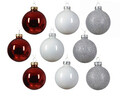 Cutie cu 21 globuri asortate Baubles, Decoris, Ø7 cm/Ø6 cm/Ø5 cm, sticla, alb/rosu