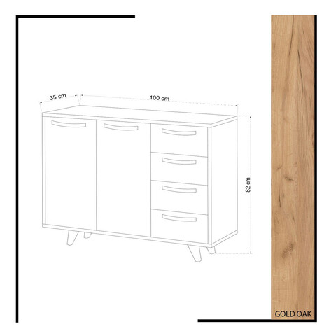 Pantofar, Mod Design, ZEA, 100x82x35 cm, Stejar / Galben