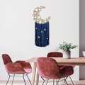 Decoratiune de perete, Moonlight, Macrame, Metal, Albastru / Auriu