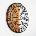 Decoratiune de perete, Vegvisir, 50% lemn/50% metal, ø56 cm, Nuc negru