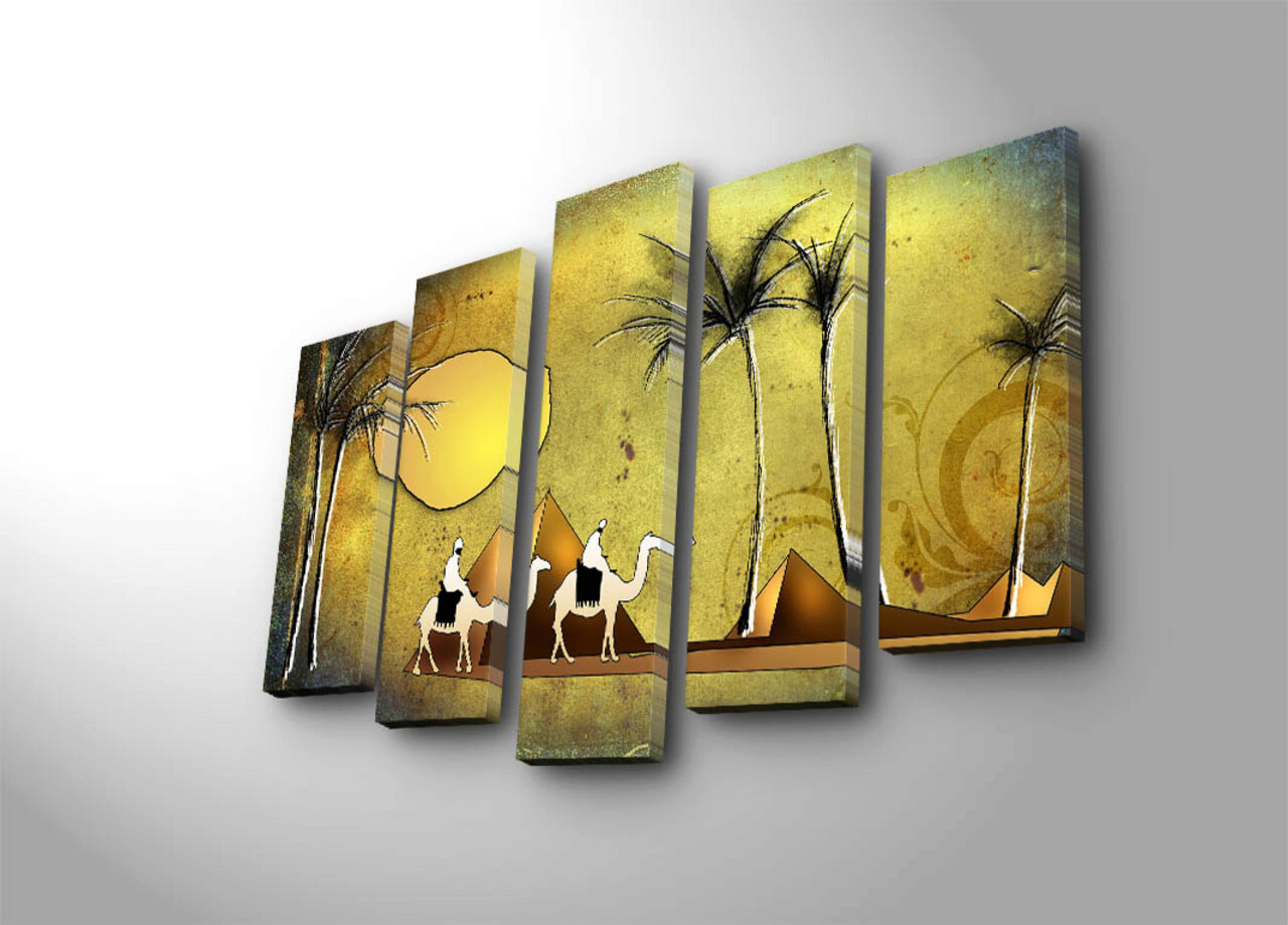 Set 5 tablouri decorative, 5PATK-242, Canvas, 19 x 70 cm, Multicolor - 1 | YEO