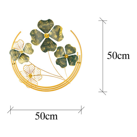 Decoratiune de perete, Shihezi, Metal, Dimensiune: 50 x 50 x 5 cm, Verde / Aur