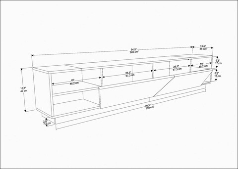 Comoda TV, Retricy, Rhodes, 240x37.1x47.4 cm, PAL, Antracit