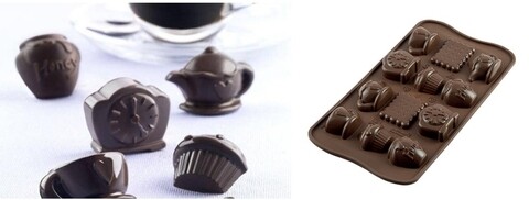 Forma de copt din silicon Teatime, Silikomart Easy Choco, 12 forme, 4.36 x 2.9 cm