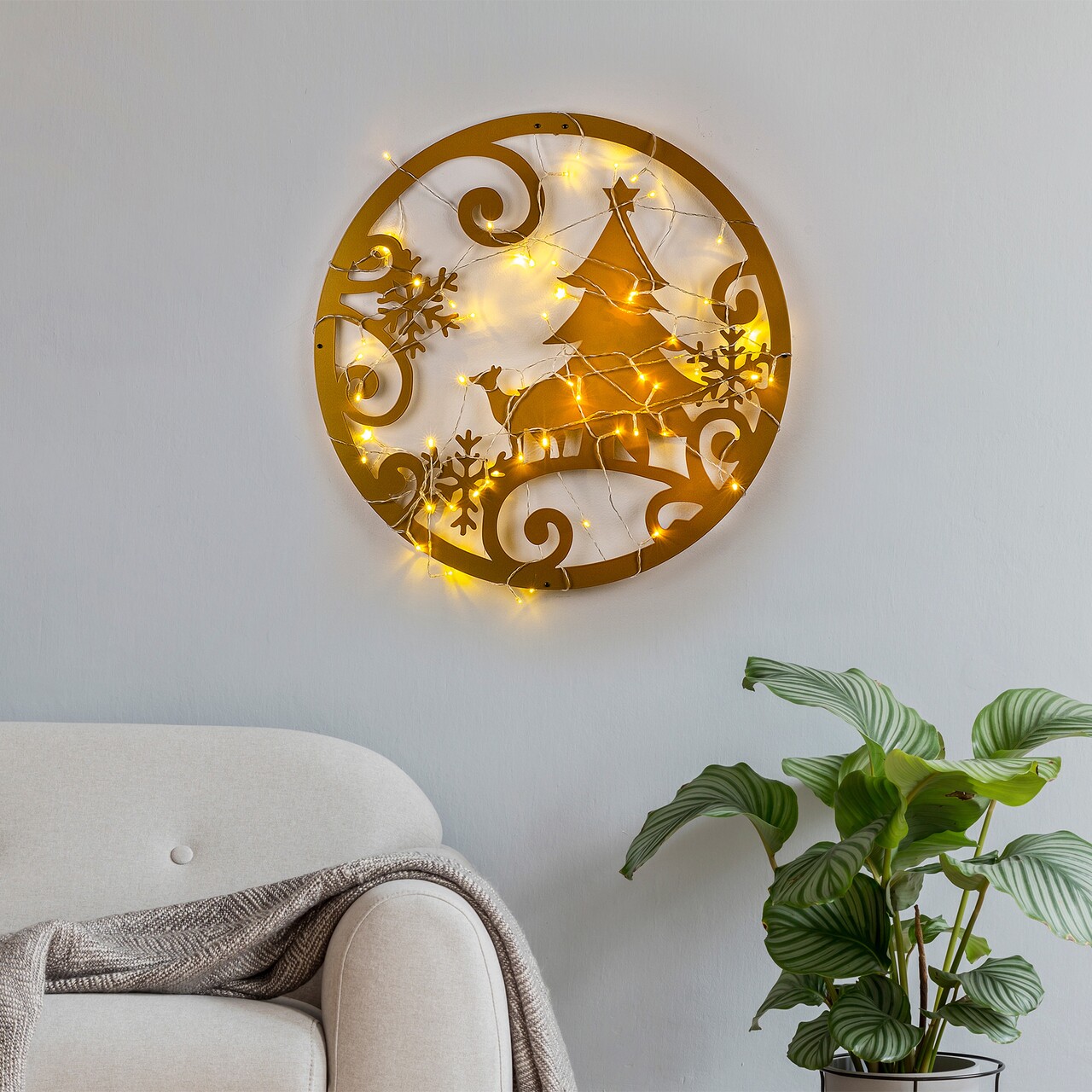 Decoratiune de luminoasa XMASGOLD-027, Tanelorn, 60x60 cm, metal, auriu - 1 | YEO