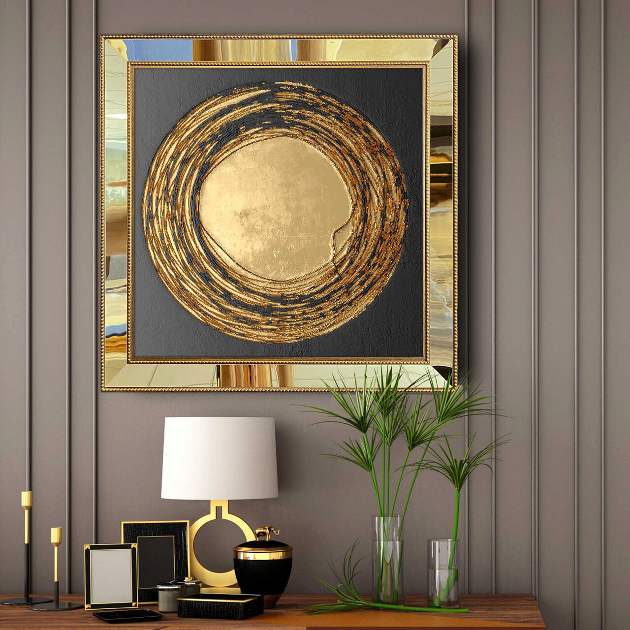 Tablou Decorativ, ACAT008, Canvas , Lemn/oglinda Plexiglas, Multicolor