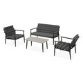 Set mobilier gradina/terasa Nantes, 4 piese, aluminiu, negru/gri