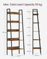 Corp biblioteca Alinru Ladder, Vasagle, 60 x 30 x 170 cm, PAL/otel, maro rustic