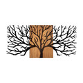 Decoratiune de perete, Tree, 50% lemn/50% metal, Dimensiune: 150 x 3 x 70 cm, Nuc negru