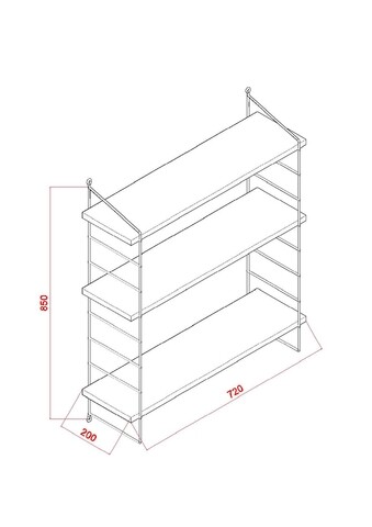 Raft pentru perete Armoni, Decormet, 3 nivele, 72x20x85 cm, maro cires/negru