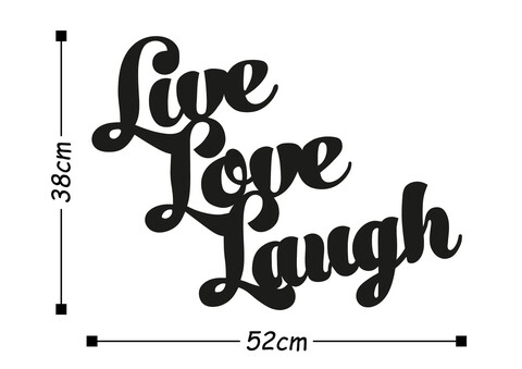 Decoratiune de perete, Live Love Laugh, Metal, Dimensiune: 52 x 38 cm, Negru