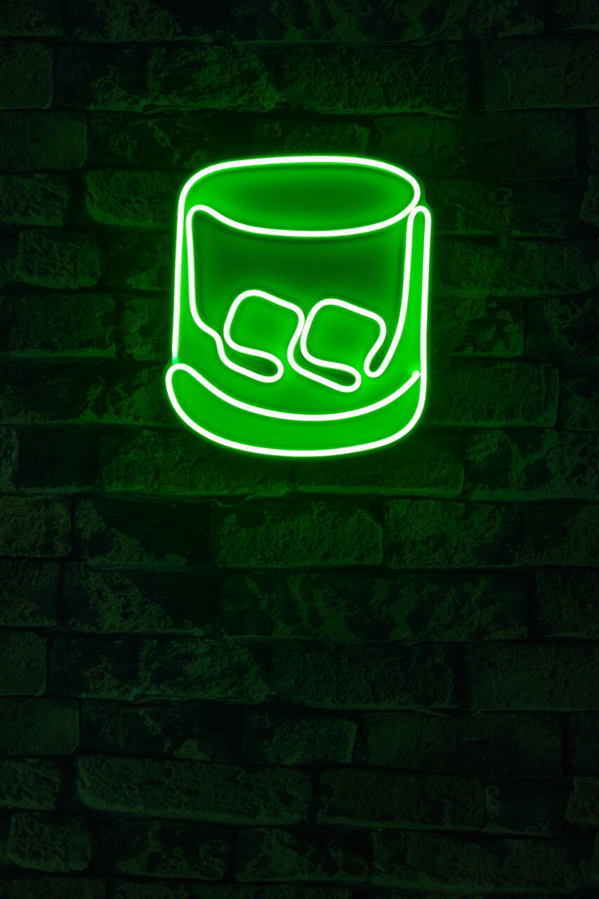 Decoratiune luminoasa LED, Whiskey Old Fashioned, Benzi flexibile de neon, DC 12 V, Verde - 1 | YEO