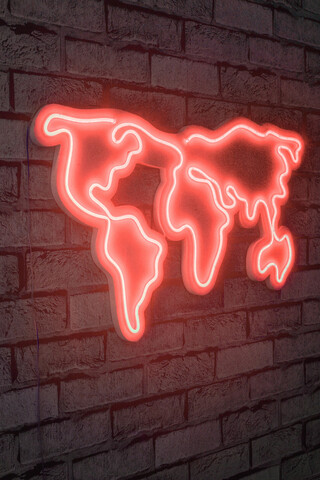 Decoratiune luminoasa LED, World Map, Benzi flexibile de neon, DC 12 V, Rosu