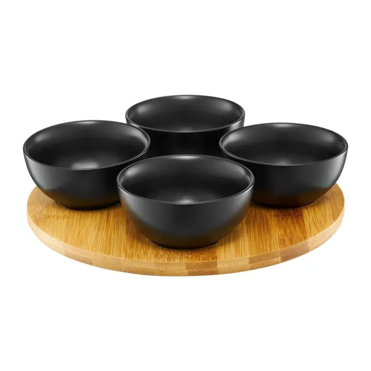 Set boluri rotunde 5 piese Natural, Ambition, 25 cm, bambus/portelan, negru - 1 | YEO