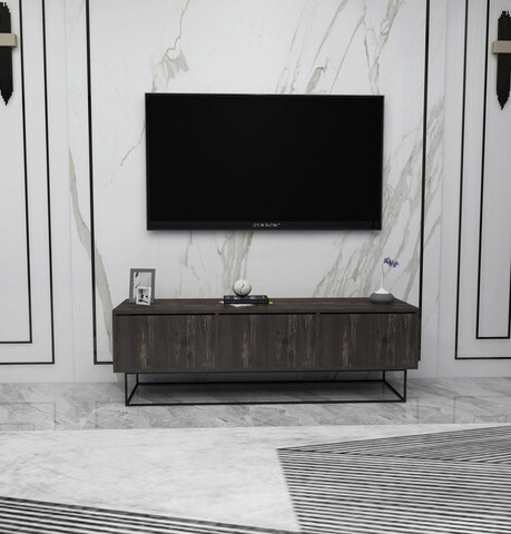 Comoda TV, Kalune Design, Kordon 140, 140x50x40cm, Maro inchis / Negru