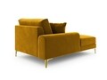 Sezlong living stanga, Madara, Mazzini Sofas, gold legs, 102x182x90 cm, catifea, galben