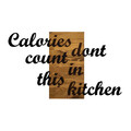 Decoratiune de perete, Calories Dont Count in This Kitchen, Metal/lemn, 98 x 3 x 58 cm, Nuc / Negru