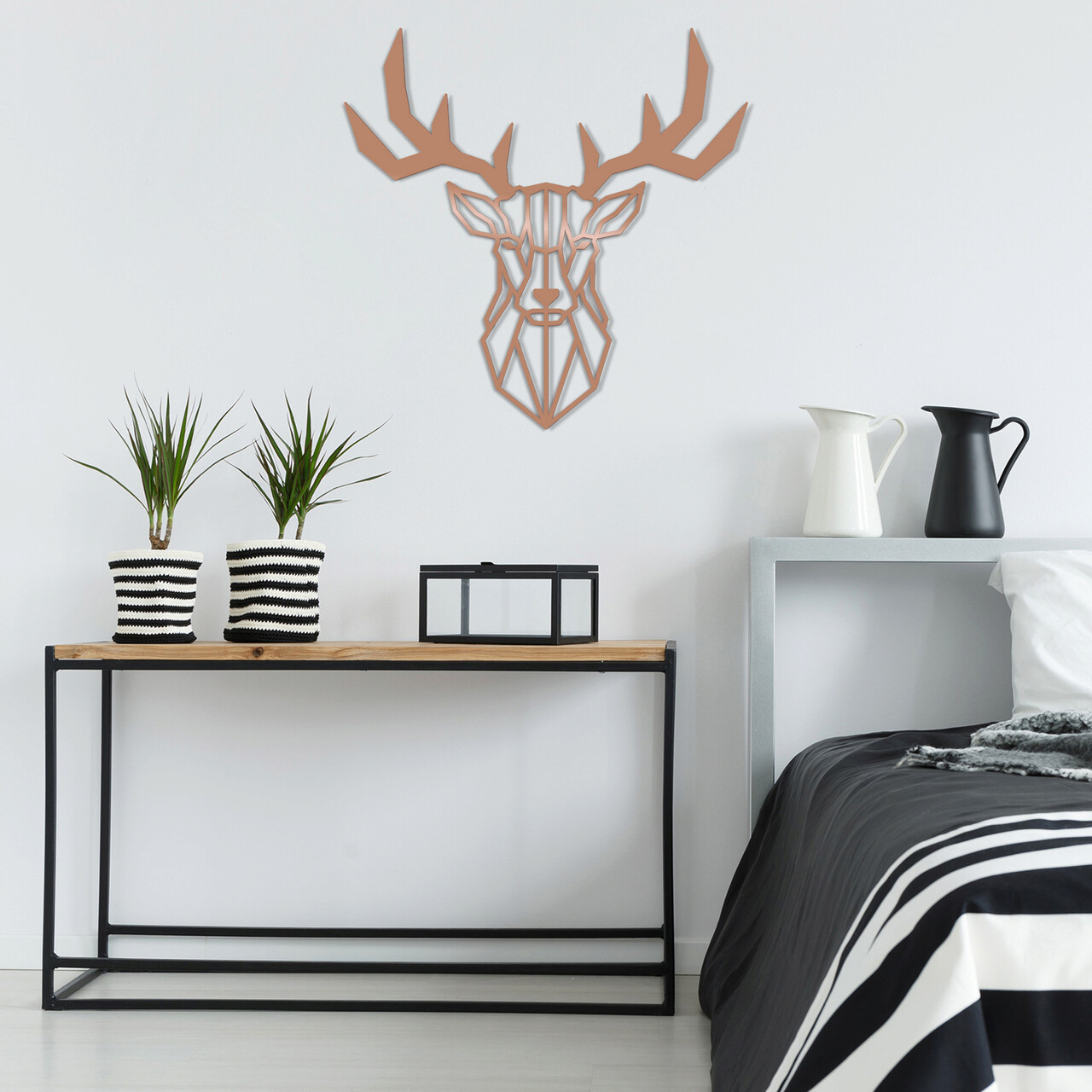 Decoratiune de perete, Deer2, Metal, Dimensiune: 51 x 51 cm, Cupru