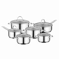 Set pentru gatit 12 piese BergHOFF, Essentials Comfort, inox 18/10, capac din sticla