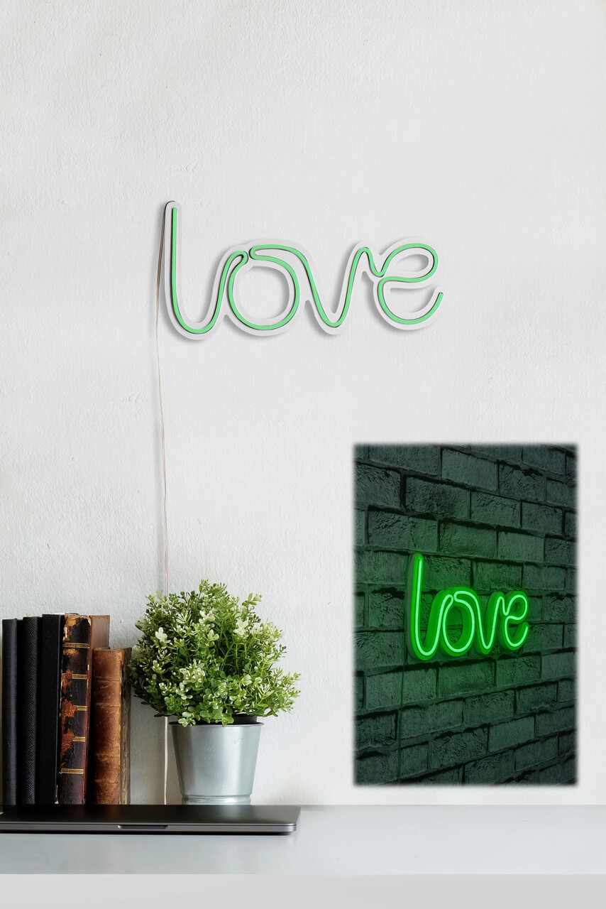 Decoratiune luminoasa LED, Love, Benzi flexibile de neon, DC 12 V, Verde - 1 | YEO