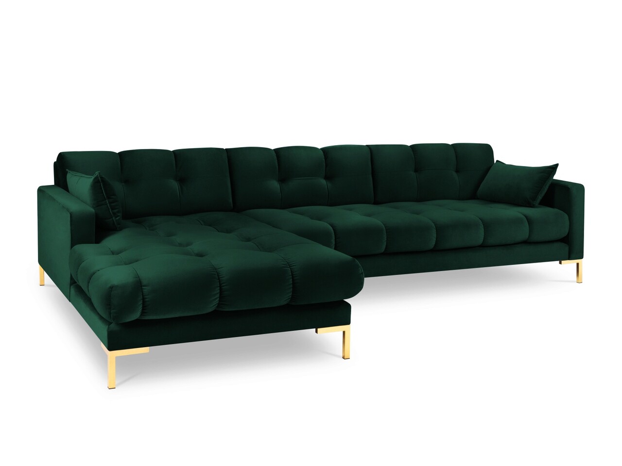 Coltar stanga 5 locuri, Mamaia, Micadoni Home, GL, 293x185x75 cm, catifea, verde bottle