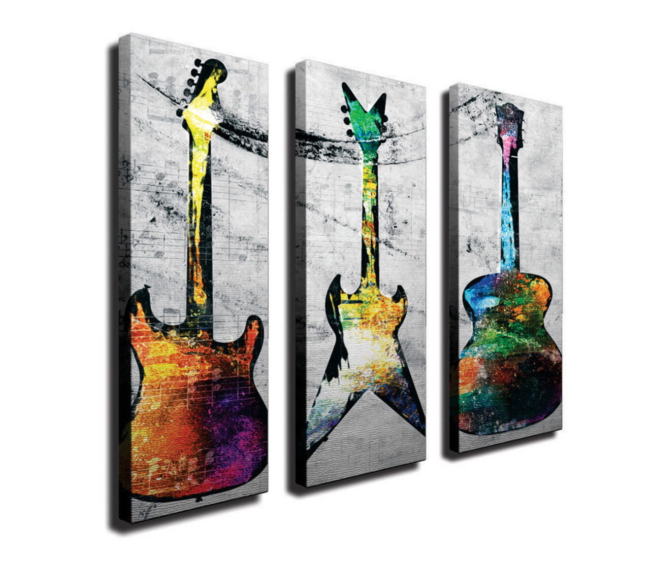 Set 3 tablouri decorative, CU13, Canvas, Lemn, Multicolor - 2 | YEO