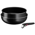 Set 3 piese pentru gatit, Tefal, Ingenio Easy Cook & Clean, aluminiu, negru