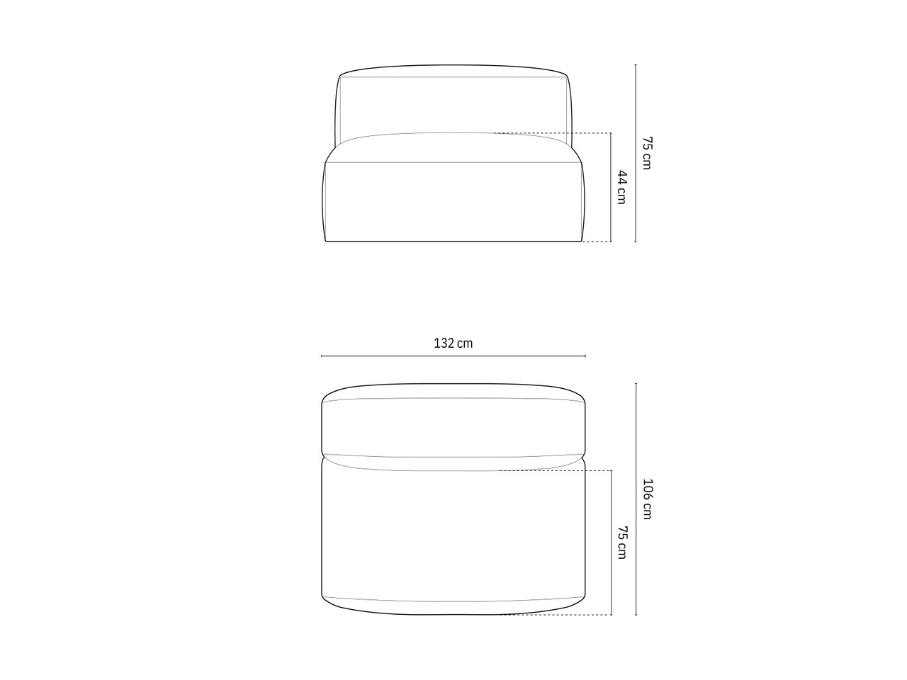 Modul pentru canapea modulara, 1 loc, Martina-120, Micadoni Home, 132x106x75 cm, catifea, gri