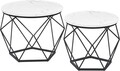 Set 2 masute de cafea Vasagle Geometric Round, Ø50 x 40 cm, PAL/otel, alb/negru