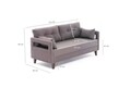 Canapea fixa Comfort, Balcab Home, 2 locuri, 175x80x80 cm, lemn, maro