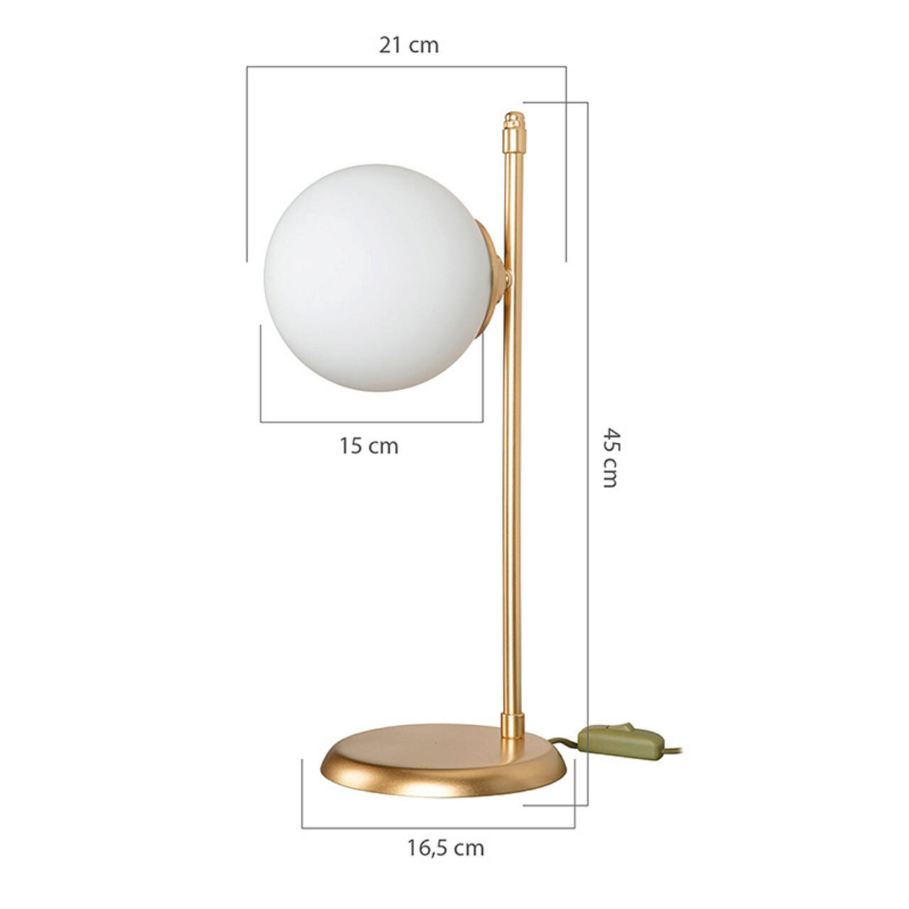 Lampa de masa Inclusive, Pakoworld, 16.5x21x45 cm, sticla/metal, auriu