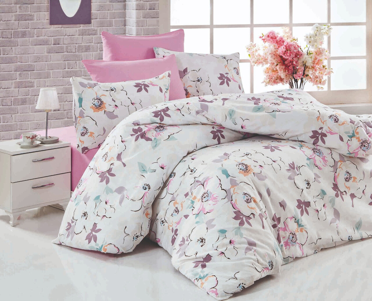 Lenjerie de pat pentru o persoana (FR), Ela, Pearl Home, Bumbac Ranforce