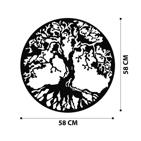 Decoratiune de perete, Tree, Metal, 100 x 53 cm, Negru