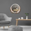 Oglinda decorativa, Palm Mirror M, Metal, Dimensiune: 48 x 45 cm, Maro/Alb