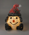 Decoratiune luminoasa cu 20 LED-uri Snowman w red hat v2, cu baterii, 30x33x40 cm, poliester, multicolor