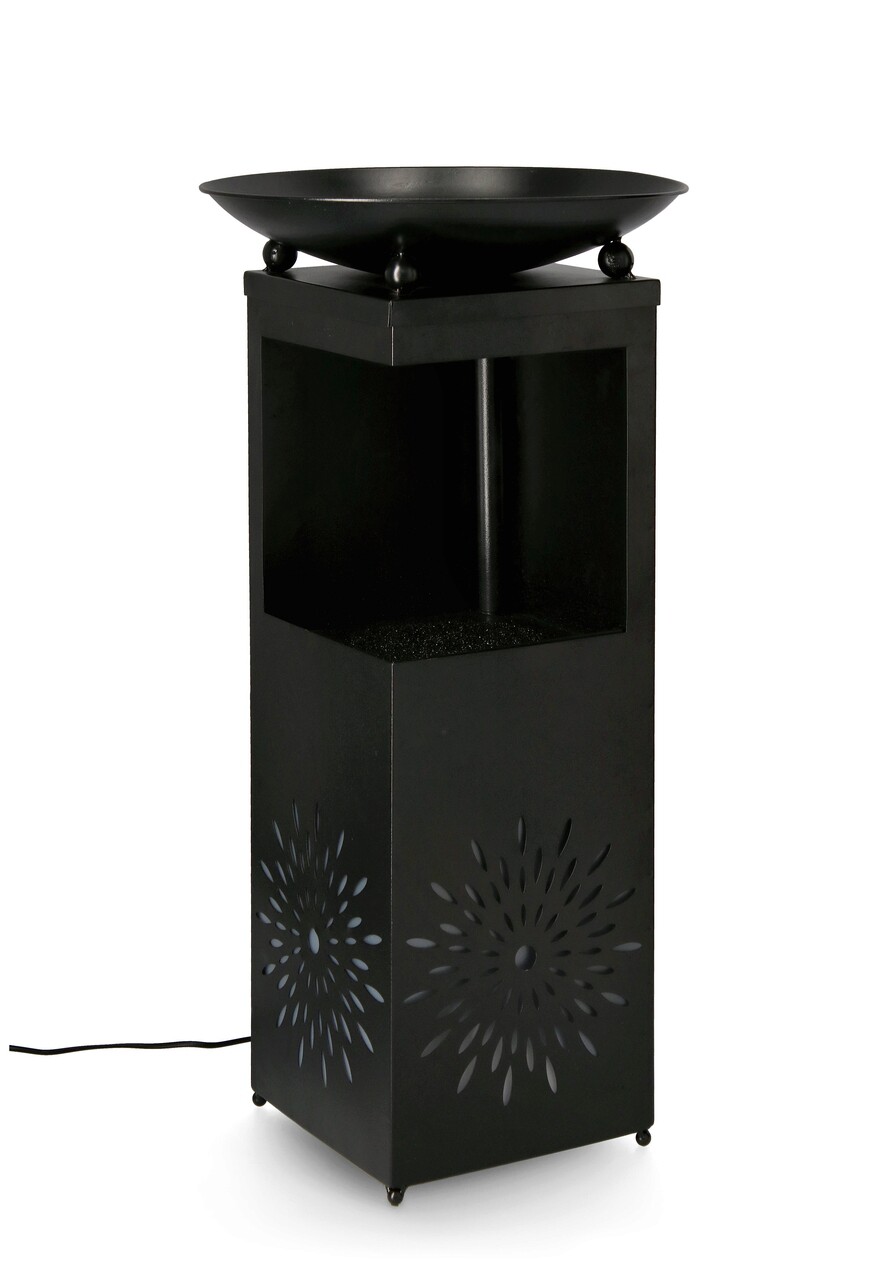 Fantana decorativa cu LED Yuki, Bizzotto, 40.5x40.5x78 cm, metal, negru