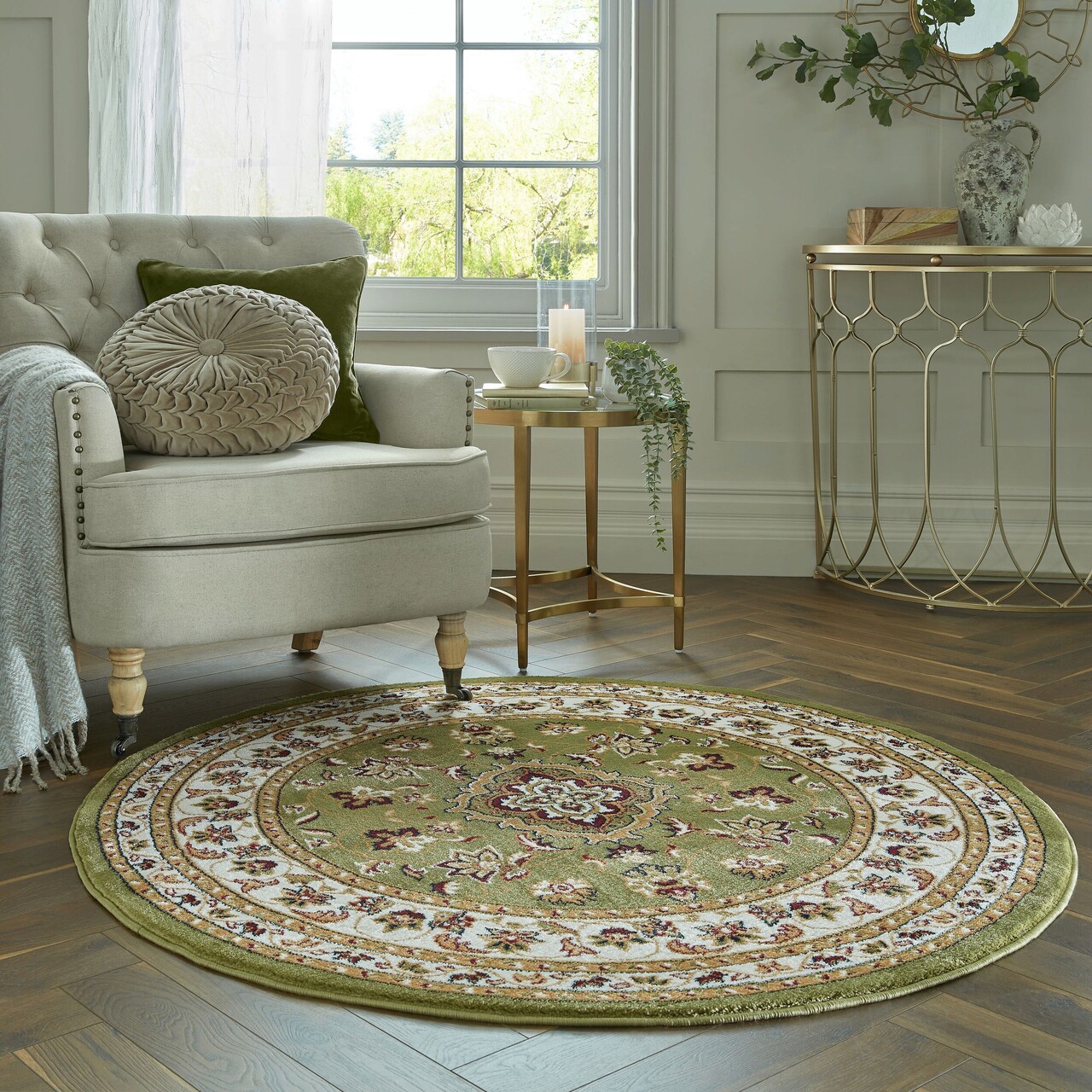 Covor Sherborne Green, Flair Rugs, D133 cm, polipropilena, verde