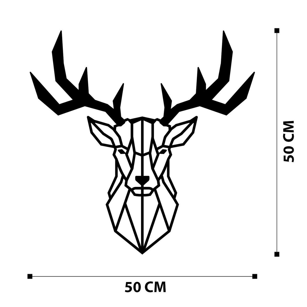 Decoratiune de perete, Deer2 Metal Decor, metal, 51 x 51 cm, negru