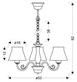 Lustra Zefir, Candellux, 53 x 82 cm, 3 x E27, 40W, alb