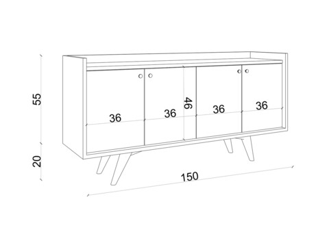 Consola, Mod Design, Bergen, 150x75x40 cm, Alb