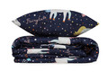 Set lenjerie de pat pentru o persoana Single XL (DE), 2 piese, Magic Unicorn - Dark Blue, Eponj Home, 65% bumbac/35% poliester