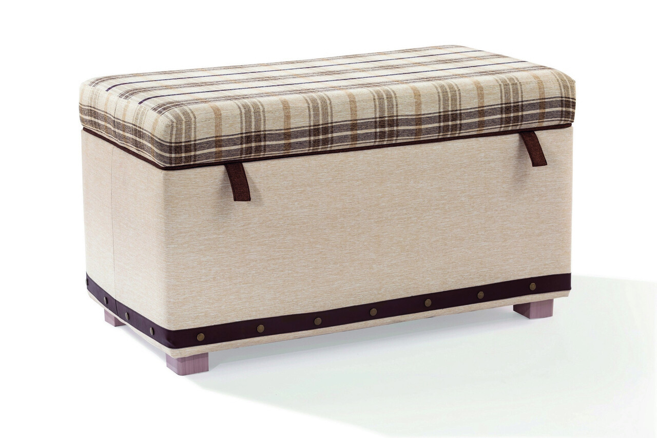 Bancheta, Çilek, Plaid Storage Ottaman, 93x47x52 cm, Multicolor