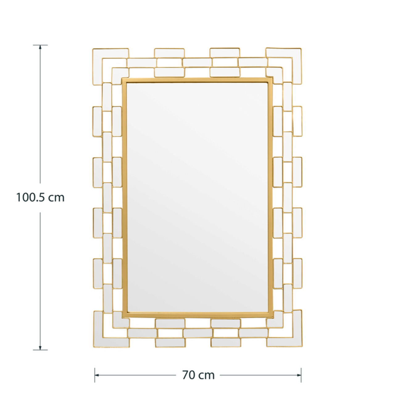 Oglinda decorativa Monka, Pakoworld, 72x102 cm, metal/sticla, auriu